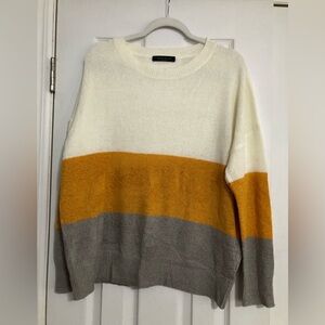 Maverick Colorblock Crewneck Sweater womens Size large lightweight  mustard grey